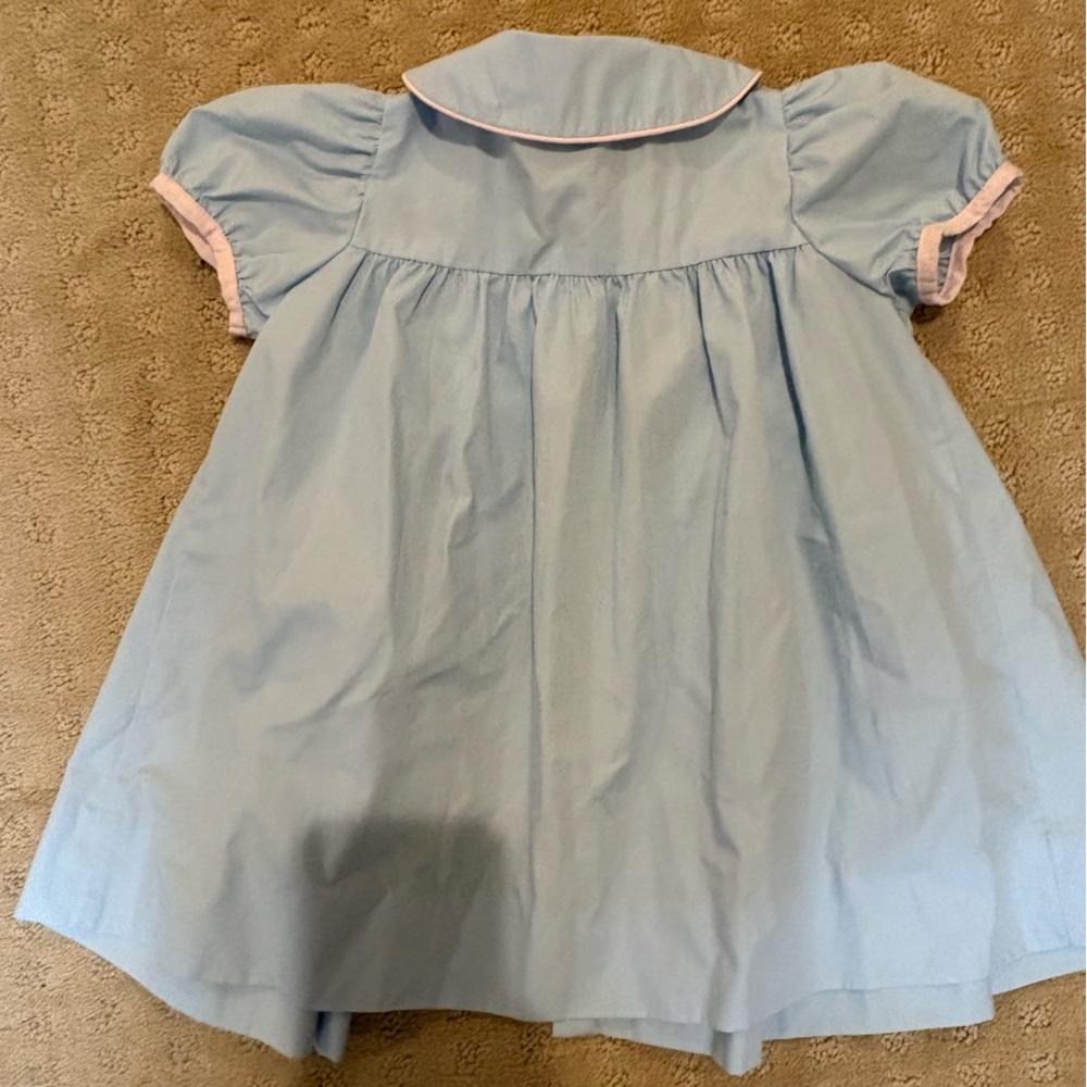 Beaufort Bonnet Light Blue Dress with Smocked Pink flowers - Picture 5 of 5